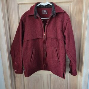 Vintage Johnson Woolen Mills Women's Red Zip Jacket Wool Coat 70s Retro